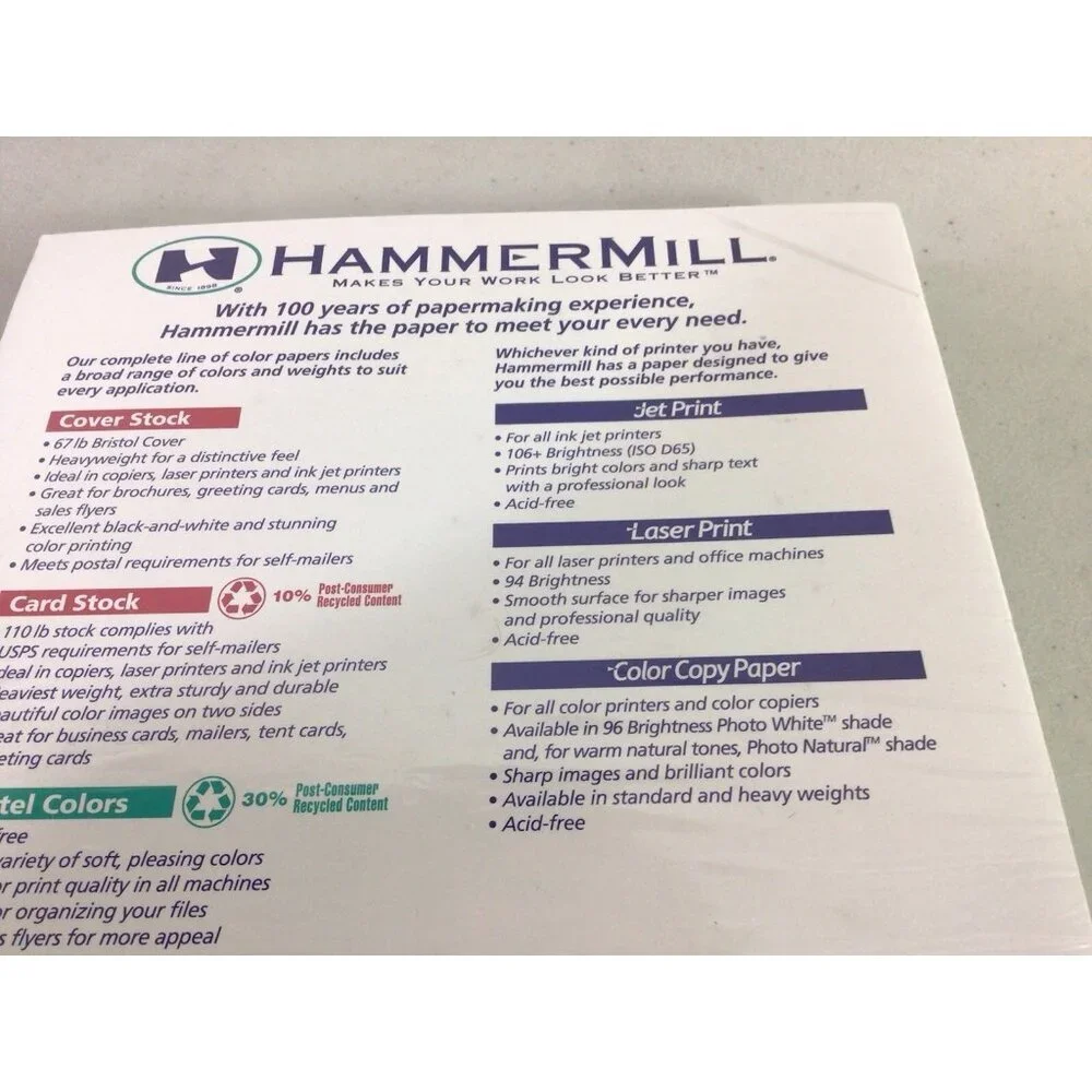 Hammer Mill Cover Stock Green 125 Sheets 8.5x11 Office New
